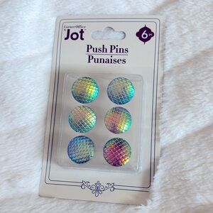 Multi color holographic mermaid design large push pin set